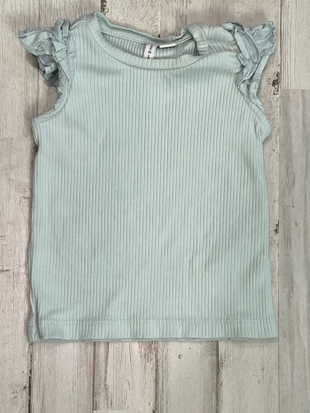 Janie and Jack 12-18M Mint Ribbed Ruffle Sleeve Top